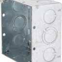RACO 8232 4 in. Square Electrical Box, 2-1/8 in. Deep, 1/2 in. and 3/4 in. Side Knockouts, Welded, Gray