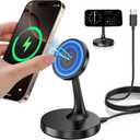 Magnetic Wireless Charger iPhone Stand 15W Fast Mag-Safe Charger for iPhone 16/16 Pro/16 Plus/16 Pro Max/15/14/13/12 Series Apple Magnet Wireless Charging Station/Pad for AirPods (Black)