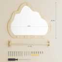 Montessori Mirror with Bar, Baby Pull to Stand Toys, Easy Assembly Natural Frame, Adjustable Infant Mirror, Montessori Furniture for Toddler 6-18 Months-Natural