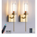 Battery Operated Wall Sconces Set of Two with Remote, Gold Rechargeable Wireless Wall Lights, Sconces Wall Decor Set of 2 Dimmable 2700K Battery Powered Sconce for Bathroom Living Room Hallway