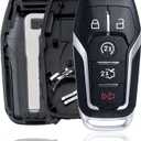 MechanMagic Smart Key Fob Shell Case Cover Replacement Fit for Ford F150 Explorer Mustang Edge Fusion Lincoln MKX MKC MKZ Keyless Entry Remote 5 Buttons Pad Key Cover 2013 2014 2015 2016 2017