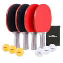 Ping Pong Paddle Set, Professional Table Tennis Racket Set with 6 Ping Pong Balls, Ping Pong Paddles 4 Player Set, Ping Pong Set Starter Kit