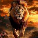 ossomo Diamond Painting Kits for Adults,DIY 5D Full Drill Lion at Sunset Diamond Art Kits Diamond Dots Pictures Perfect for Relaxation and Home Wall Decor 30x40cm