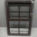 2 Pack 14" x 21" Brown Shed Window with Tempered Glass and Fiberglass Screen Household Sliding Windows with Screws for Shed, Chicken Coop, Playhouse, Garage and Barns