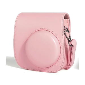 Camera Case for Fujifilm Instax Mini 12 Instant Film Camera, Retro PU Leather Protective Camera Crossbody Bag for Fuji Mini 12 with 64 Photo Album, Adjustable Shoulder Strap, Blossom Pink