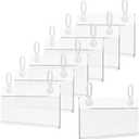 100 Packs 4 x 2.2 Inch Plastic Basket Label Holder, Wire Shelf Ticket Holder with Double Snap Lock Closure, Reusable Price Tag Holder for Supermarket, Pantry, Warehouses, Retail Shop