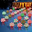 30 Pcs Christmas Outdoor Yard Signs Candy Decorations Outdoor Christmas Decorations Xmas Yard Lollipop Candy Hanging Ornaments Stakes Holiday Garden Sign Cardboard for Party Porch Lawn Walkway Decor