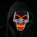 OceanWings Halloween Mask LED Light up Costumes Scary Mask for Party Supplies Favor (White Orange-silver)