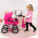 Bayer Trendy Doll Stroller, Hot Pink Toy Carriage for Kids, Foldable with Shoulder Bag & Storage Basket, 67 x 41 x 68 cm