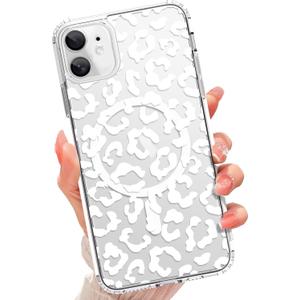 tharlet Magnetic for iPhone 11 Case, Compatible with MagSafe, Anti Yellowing, Cute Cheetah Print Design Women Girls, Slim Shockproof TPU Cover for iPhone 11 (Clear)