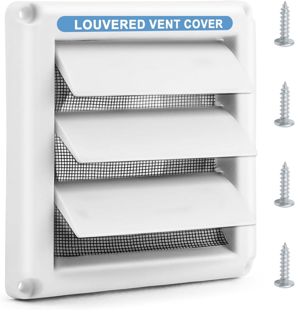 4" Dryer Vent Cover for Exterior Wall Vent Hood Outlet with Screen Includes 4 Screws 4" Dryer Vent Cover (White) by Cenipar