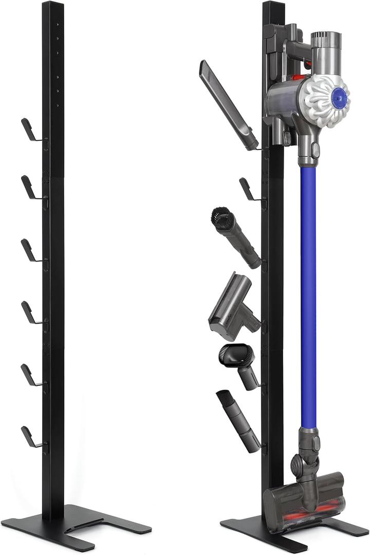 6 Hooks Dyson Vacuum Stand, Stable Metal Storage Floor Stand Docking Station Attachments Holder for Dyson V15 V11 V10 V8, V7 , V6 Cordless Stick Vacuum Clearners & Accessories Organizer (6 Hooks)