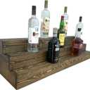 Handmade Tiered Display Shelving - Three Tier Bar Display - Bar Organizer - Liquor Bottle Display (42" with Back, Dark Walnut)