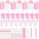 162Pcs/20 Sets Bow Party Favors, Coquette Bow Gift Bags with 24OZ Plastic Cups Wristbands Keychains Pens and Cards for Girl Gatherings Birthday Party Wedding Bridal Baby Shower Gifts