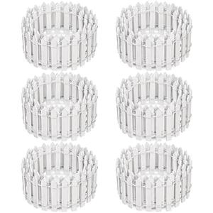 Elsjoy 6 Pieces 35 Inch Miniature Fairy Garden Fence, Decorative Wooden White Picket Mini Wood Farm Fence for Crafts, DIY Diorama Project, Dollhouse, Plant Pot