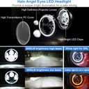 Round LED Headlights with Halo 2PCS 7 Inch 6000LM Headlamp for Jeep Wrangler TJ JK CJ, Offroad Lights with DRL White Angel Eyes & Amber Turn Signal, IP67 Waterproof, H4 to H13 Adapter, Plug & Play