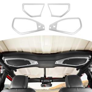 JOSHELA for 2024 Jeep JL A Pillar Top Roof Speaker Trim Cover Fit for Jeep Wrangler JL JLU Gladiator JT 2024 Up Silver Interior Accessories 4pcs
