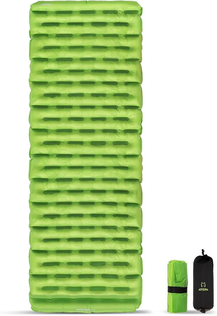 ATEPA ThermAir Backpacking Sleeping Pad, 6 R-Value Insulated Ultralight Inflatable Sleeping Pad Folding Camping Mattress with 7 Layers & Storage Bag for Camping Backpacking, Wide Long Size (72"x25")