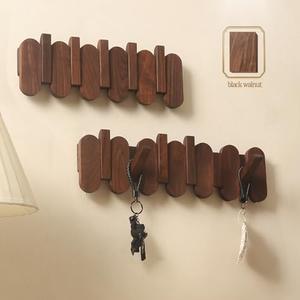 Tzmarcanum Black Walnut Wooden Piano Coat Rack，Modern Wall Mounted Hooks, Entryway Wall Jacket Hanger,Key, Bag, Etc.