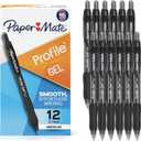 Paper Mate Gel Pen Profile Retractable Pen 0.7mm Black 12 Count