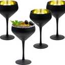 MyGift 10 oz Margarita Glasses with Modern Matte Black and Gold Tone Plated Finish for Cocktail Party, Wedding, Restaurant, Set of 4 (Black)