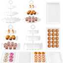 Riccle 10Pcs Dessert Table Display Set, 3 Tiered Cupcake Stand, Cupcake Holder & Cake Stands, Dessert Display Serving Trays for Party, Bridal Shower, Baby Shower, Tea Party, and Birthdays