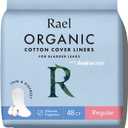 Rael Incontinence Liners for Women, Organic Cotton Cover, Postpartum Essential, Moderate Absorbency, Bladder Control, 4-Layer Core with Leak Guard Technology (Regular, 48 Count)