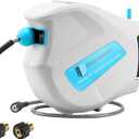 RIDGE WASHER Pressure Washer Hose Reel, 65FT X 1/4'' Power Washer Hose Reel, Auto Rewind Wall Mounted Retractable Hoses Reel, 3600 PSI