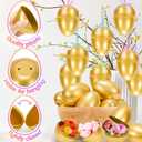 SevenQ Golden Plastic Easter Eggs Empty 36Pcs 3.15" Fillable Easter Basket Stuffers Fidget Toy Easter Gifts for Kids Party Favors Pinata Treasure Box Candy Goodie Bags Fillers Egg Hunt Essentials
