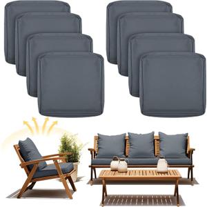 Mindsoft 8 Pcs 24"x24" Patio Cushion Covers Outdoor Cushion Covers Replacement High UV Resistant Anti Slip Waterproof Patio Chair Seat Slipcovers for Outdoor Furniture(Dark Gray)