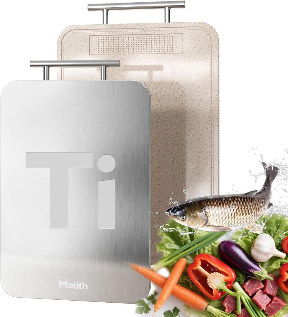 Titanium Cutting Board for Kitchen - 100% Pure Food Grade Double Sided Chopping Board, Titanium & Wheat Straw PP, Dishwasher Safe Easy to Clean - Large 1510