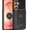 NEWDERY Battery Case for Samsung Galaxy S26 6.3", Qi Wireless Compatible, Slim Protective Portable Charger Case Battery Pack Black