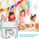 Thermal Mini Printer, Portable Inkless Sticker Maker with 11 Rolls Printing Paper, for Photo Journal Notes Memo, Compatible with iOS & Android