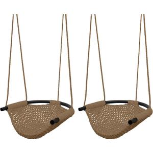 JKsmart 2 Pack Kids Swing Seat, Heavy Duty Rope Play Secure Children Swings Set, Toddler Swing Chair for Outdoor/Indoor/Playground/Home/Tree, with Snap Hooks and Straps,440 lbs Capacity, Brown