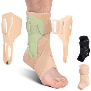 Ankle Brace Support for Sprained Ankle Cross-fixing Compression X-shaped Sleeve Lace Up with Tendon Sprain Injury Recovery Basketball Volleyball for Women and Men Relief(Nude, Large)