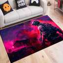 Shooting Gaming Area Rug Teen Boys Carpet, Battle Game Rug and Colorful Bomb Background War Design for Game Room, Gaming Room, Boys Girls Bedroom Playroom, Living Room (Redback, 70" x 55")