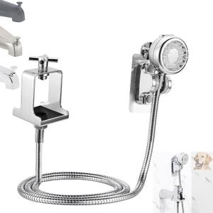 Pet Shower Attachment Dog Washing Supplies Set Bathtub Sprayer with Upgrated Quick Metal Connector & 6ft Hose for Bathroom Tub Spout w/Front Diverter