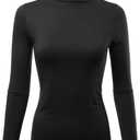 Womens Premium Long Sleeve Turtleneck Lightweight Pullover Top Sweater (S-3X, Made in USA) (Large, Cllt002-black)