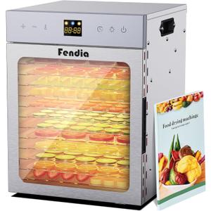 Food Dehydrator for Jerky, 12 Stainless Steel Trays, 1200W Fruit Dehydrator, 24H Timer and 190F Temperature Control, Overheat Protection, Food Dryer for Jerky, Herbs, Fruit, Dog Treats