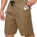 Men's Swim Trunks Quick Dry Board Shorts with Zipper Pockets Beach Shorts Bathing Suits for Men - No Mesh Liner (Large, Dark Khaki)