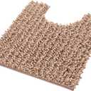 Yimobra Toilet Rug U Shaped Washable 24x20 Inch - Ultra Soft Absorbent Chenille Bath Rugs for Toilet, Quick Dry & Machine Washable, Non Slip Contour Bathroom Mat, Light Brown