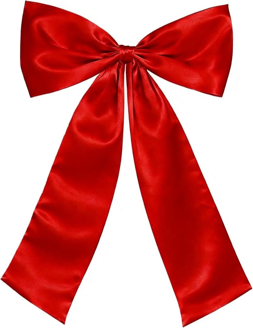 YonJeeky Big Bow Decorations for Christmas Tree 41 x 26 Inch Giant Satin Ribbon Bows for Birthday Party Backdrop Wall Room Decorative Coquette Bow Wedding Bridal Bachelorette Decor Supplies (Red)