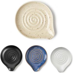 Ceramic Spoon Rest for Kitchen Counter, Coffee Spoon Holder, Easy to Clean Stovetop Spoon Tray, Decorative Countertop Organizer for Soup Spoons/Ladles (Butter Yellow)