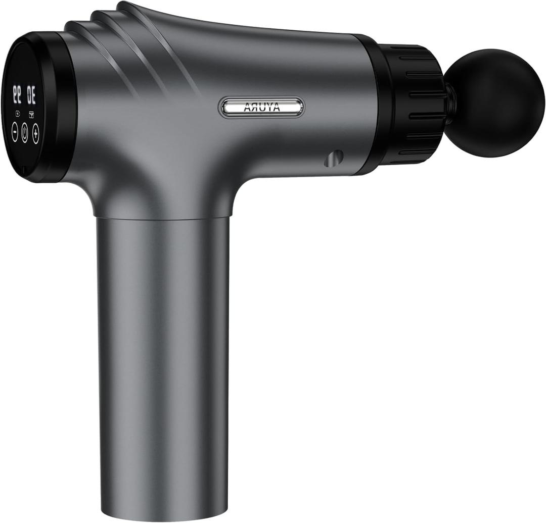 AYURA Massage Gun, Deep Tissue Percussion Muscle Massager Gun, Handheld Back Massager for Pain Relief, Electric Massager with 30 Speeds and 6 Heads for Athletes Men Women