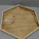Farmhouse Wood Decorative Tray, Rustic Serving Tray, Tray for Ottoman, Coffee Table, Kitchen Counter, Crafts, Display (Hexagon Brown)