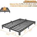 Queen Bed Frame 6 Inch Black, Metal Bed Frame Queen Size with Gaskets, No Box Spring Need, Heavy Duty Steel Platform Support, Round Corner Design, Reserved Holes, Noiseless, Easy Assembly