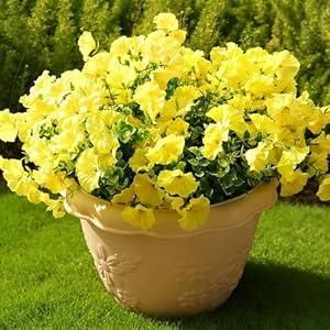 Fanfantoey Artificial Flowers for Outdoor, UV Resistant Fake Plants Outside Decoration, 14 Pcs Realistic Silk Morning Glory Faux Flowers for Porch Patio Gardens Home Decor(Yellow)