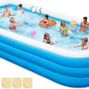 Extra Large Inflatable Pool for Adults, 180"x76"x22" Oversized Thickened Swimming Pool with Air Pump, Full Size Family Big Blow Up Pools for Backyard Garden Lawn Indoor Outdoor Summer Water Party