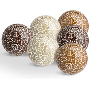 6-Piece Mosaic Sphere Balls Decorative Glass Balls - Table Sphere for Living Room Decor, Diameter 2.4 Inch (Classic Colors)