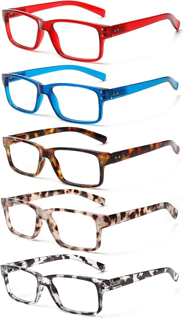 NORPERWIS Reading Glasses 5 Pairs Quality Readers Spring Hinge Glasses for Reading for Men and Women (5 Pack Mix Color -4, 0.50)
